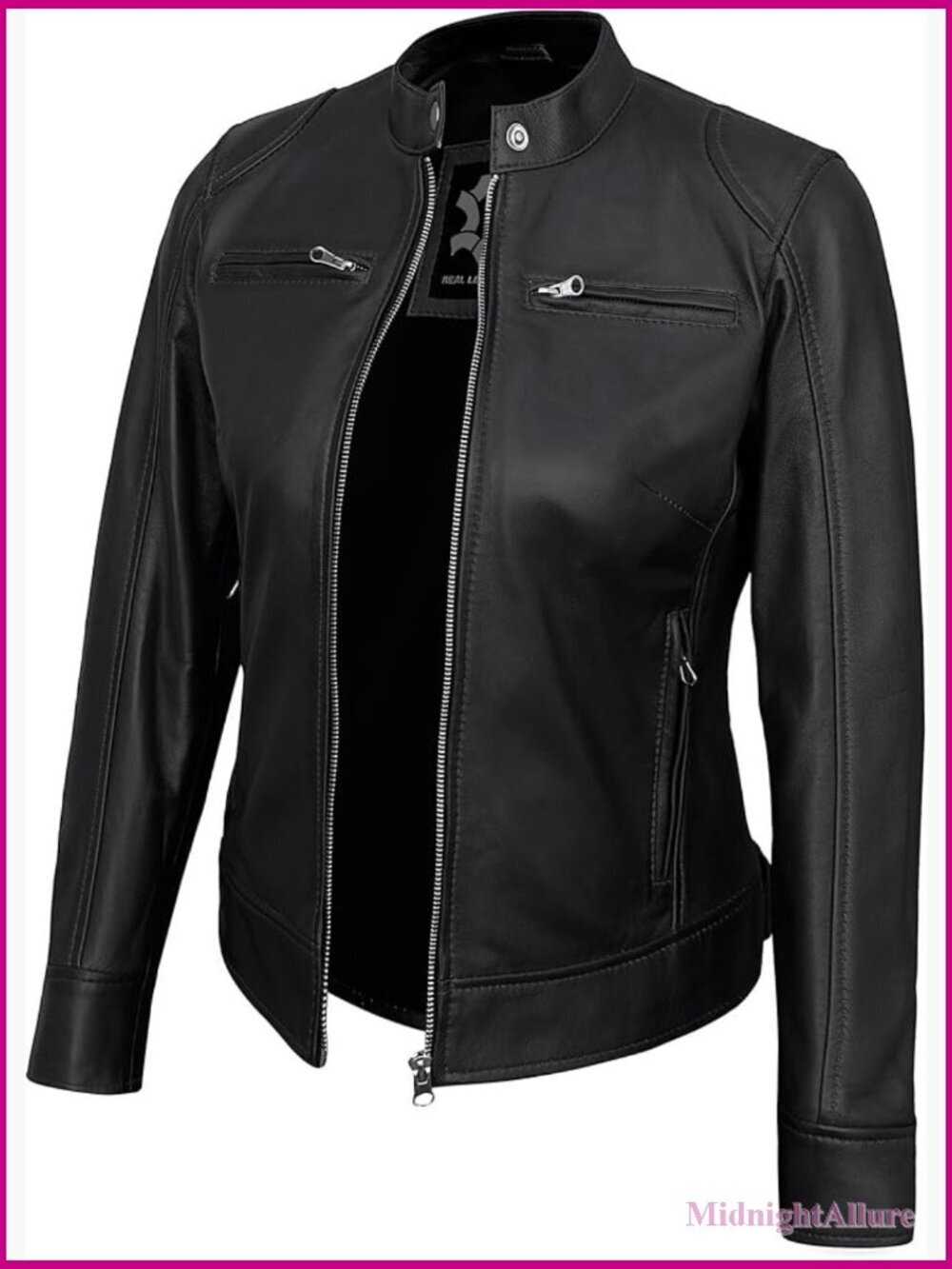 Real Lambskin Motorcycle Cafe Racer Jacket Women